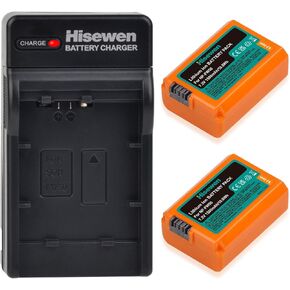 Hisewen 2 Pack NP-FW50 NPFW50 Battery Dual USB Charger Compatible with Sony ZV-E10/A6000/A6100/A6300/A6400/A6500A7/A7 II/A7S/A7S II/ A7R/A7R II/NEX-7/NEX-6 Camera.