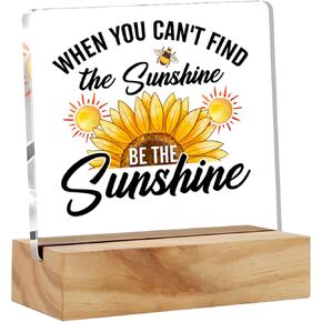 Christian Gifts for Women Her, Religious Gifts Motivational Quote Bible Verse Clear Desk Sign Scriptures Acrylic Sign Sunflower Decor Presents