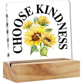 Christian Gifts for Women Her, Religious Gifts Motivational Quote Bible Verse Clear Desk Sign Scriptures Acrylic Sign Sunflower Decor Presents