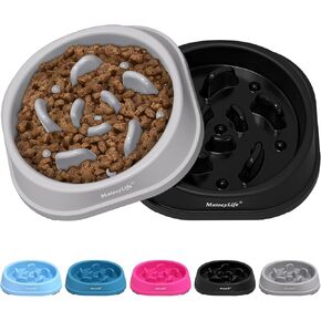 MateeyLife Slow Feeder Dog Bowls 2PCS, Anti-Choking Puzzle Dog Food Bowls, Anti-Slip Interactive Dog Feeding Bowls That Slow Down Eating, Bloat Stop Maze Dog Dishes for All Breeds Pets Gray&Black in Saudi Arabia
