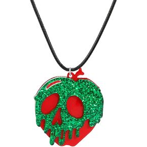 Poison Apple Witches Jewelry Set For Women Girls Cute Halloween Cosplay Earrings Necklace Set Unique Lovely Halloween Poison Apple Snow White Witches Earrings Cosplay Necklace Evil Queen Movie Fans Gifts Snow Princess Apple Jewelry Holiday Night Costume J