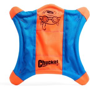Chuckit! Flying Squirrel Fetch Dog Toy - Water Floating Flyer - Soft and Durable Polyester Canvas Construction - For Medium Dogs - Size Medium - 9.5-inch Diameter - Pack of 1 - Orange and Blue in Saudi Arabia