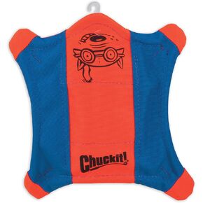 Chuckit! Flying Squirrel Fetch Dog Toy - Water Floating Flyer - Soft and Durable Polyester Canvas Construction - For Medium Dogs - Size Medium - 9.5-inch Diameter - Pack of 1 - Orange and Blue