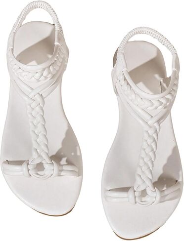 Verdusa Women's Braided Flat Sandals Summer Gladiator Shoes Open Toe Slingback Sandals in Kuwait