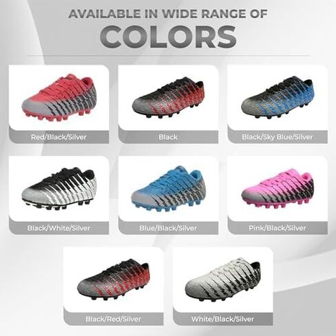 Vizari Bolt FG Red/Black/Silver Soccer Shoe, 3.5 US Unisex Big Kid in Kuwait