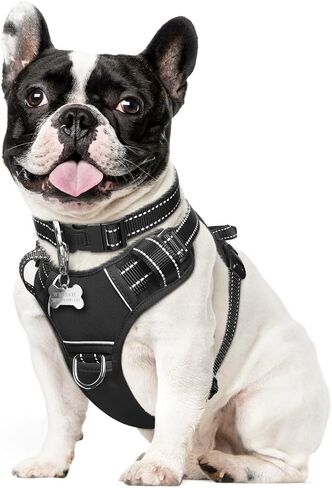 WINSEE Dog/Pet Harnesses No Pull with Dog Collar, Adjustable Reflective Oxford Outdoor Vest, Front/Back Leash Clips for Small, Medium, Large, Extra Large Dogs, Easy Control Handle for Walking in Saudi Arabia