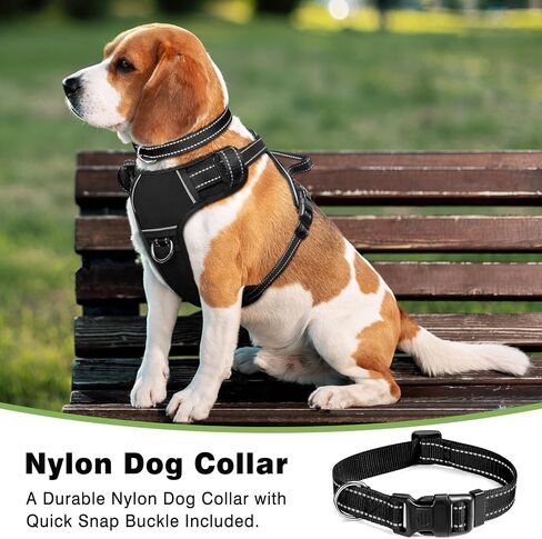 WINSEE Dog/Pet Harnesses No Pull with Dog Collar, Adjustable Reflective Oxford Outdoor Vest, Front/Back Leash Clips for Small, Medium, Large, Extra Large Dogs, Easy Control Handle for Walking in Saudi Arabia
