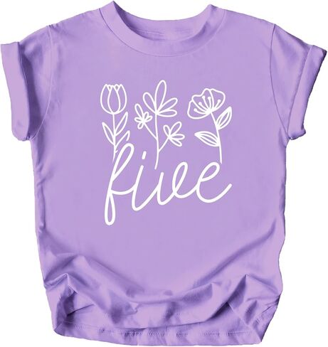 Five Floral 5th Birthday Shirt for Toddler Girls Fifth Birthday Outfit in Kuwait