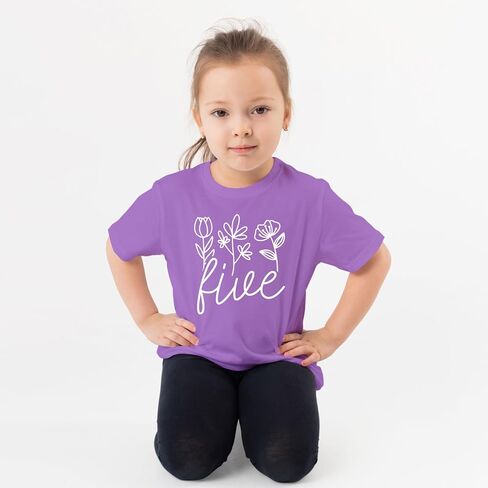 Five Floral 5th Birthday Shirt for Toddler Girls Fifth Birthday Outfit in Kuwait