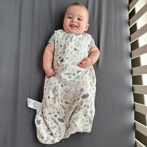 SIMYJOY Muslin Sleep Sack 6-12 Months, 0.5 Tog Sleep Sack Baby Wearable Blanket, Breathable Sleep Sacks 2 Pack, Garden Bunny White Green in Saudi Arabia