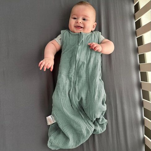 SIMYJOY Muslin Sleep Sack 6-12 Months, 0.5 Tog Sleep Sack Baby Wearable Blanket, Breathable Sleep Sacks 2 Pack, Garden Bunny White Green in Saudi Arabia