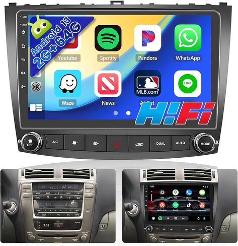 [2+64G] Android Stereo Carplay for Lexus IS250 IS300 IS350 2006-2010, HD Touchscreen Car Radio 10.1 Inch with Wireless Android Auto GPS Navigation BT HiFi RDS Backup Camera in Saudi Arabia