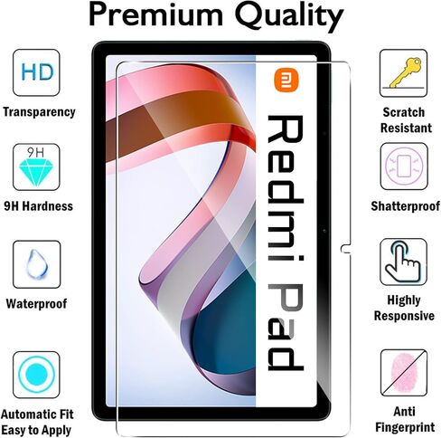 واقي شاشة Redmi Pad pro/Xiaomi Poco Pad مقاس 12.1 بوصة، صلابة 9H، مضاد للخدش، غطاء زجاجي مقسى، صديق للحافظة، مضاد للخدش، (عبوتان) in Kuwait