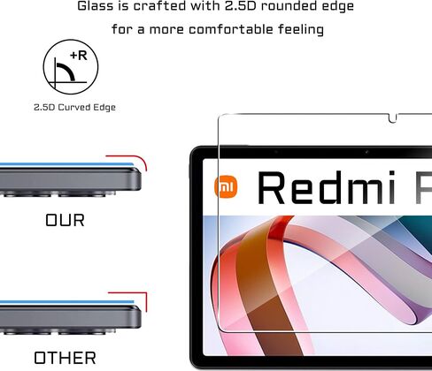 واقي شاشة Redmi Pad pro/Xiaomi Poco Pad مقاس 12.1 بوصة، صلابة 9H، مضاد للخدش، غطاء زجاجي مقسى، صديق للحافظة، مضاد للخدش، (عبوتان) in Kuwait
