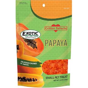 Papaya Treat 8 oz. - Healthy Natural Dried Fruit Treat - Sugar Gliders, Rats, Chinchillas, Ferrets, Parrots, Hamsters, Squirrels, Hedgehogs, Guinea Pigs, Rabbits, Prairie Dogs, Marmosets, Small Pets