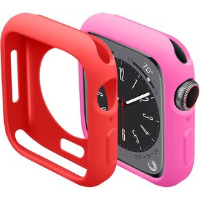 EIHAIHIS 2-Pack Soft Silicone Case for Apple Watch Series 8 7 SE 6 5 4 40mm 44mm 41mm 45mm Men Women, Soft cover TPU Protective Bumper Case for iWatch