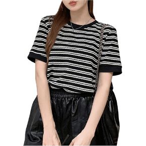Floerns Women's Basic Mock Neck Short Sleeve Solid Rib Knit Tops Tee Shirts