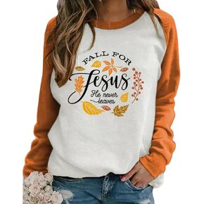 LLHXRUI Women Are You Fall-O-Ween Jesus Matthew 4:19 Thanksgiving Sweatshirt Vintage Christian Faith T Shirt Casual Fall Top in Kuwait