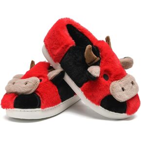 soofylia Cow Slippers for Women and Men,Cute Animal Fuzzy slippers house indoor Outdoor Plush Kawaii Slippers