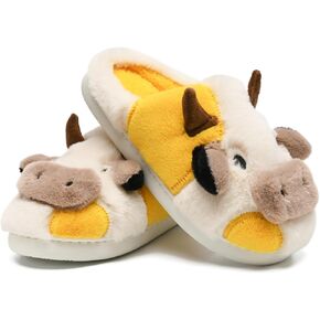 soofylia Cow Slippers for Women and Men,Cute Animal Fuzzy slippers house indoor Outdoor Plush Kawaii Slippers