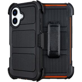 for Defender iPhone 16 Case with Clip,for Holster iPhone 16 Case with Kickstand,for Heavy Duty iPhone 16 Phone Case Rugged 2 Layers of Sturdy,Anti-Drop for Phone Case iPhone 16 Case Protective(Black)