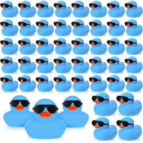 Sosation 48 Pack Mini Rubber Ducks with Sunglasses Sets Duck Bath Toys Squeaky Rubber Ducks Float Bathtub Duckies for Little One Birthday Party Favors Class Carnival Prizes Car Decor(Pink)