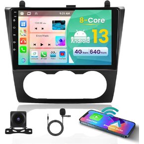 8 كور 6 + 128 جيجابايت لسيارة Nissan Altima 2008-2012 Android 13 ترقية راديو مع Apple Carplay Android Auto، طقم ستيريو بشاشة لمس 9 بوصة مع GPS WiFi 32EQ DSP 59UI BT5.0 ميكروفون كاميرا احتياطية