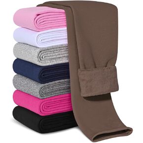 Kiiavoro Girls Fleece Lined Leggings Cotton Kids Winter Warm Leggings Thick Thermal Tights Pants
