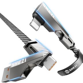 [One is Enough] 4-in-1 USB C Cable, 27W [High-Speed Charging & Fast Data Sync] Multi Charger Cord Combo L/Type C/Type A for iPhone iPad Samsung & Most Devices, 3FT