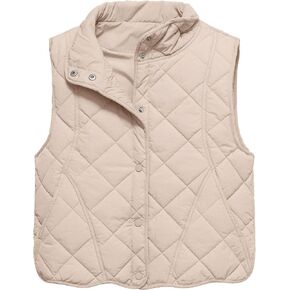 Gacaky Women's Lightweight Quilted Vest Stand Collar Down Padded Vest Warm Winter Outwear with Pockets