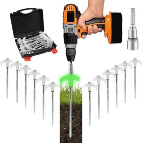 30Pcs 8" Tent Stakes Heavy Duty Glow in Tent Pegs Ground Ground Anchors Screw in Metal Yard Stakes Rust for Camping Patio Garden Awning Canopy Grassland (Hex Tool and Carry Case)