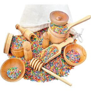 30 Piece - USA Made - Sensory Bin Tools - Sensory Bins - Wooden Sensory Bin Tools - Sensory Bin Toys - Sensory Tools - Toddler Sensory Bin - Learning Scooper -Montessori Toys for Toddler