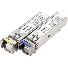 One Pair of 1.25G SFP WDM SC Bidi Transceiver 1000Base-BIDI SingleMode Simplex Fiber Module SMF 1310nm/15500nm DDM up to 20 km for Cisco GLC-BX-D, Ubiquiti UniFi UF-SM-1G-S, Mikrotik and More