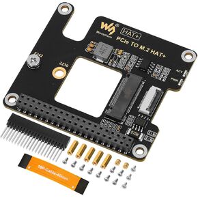 PCIe to USB 3.2 Gen1 HAT+ for Raspberry Pi 5, PCIe to Four High Speed USB Ports for Connecting More Peripherals, Driver-Free Plug and Play, HAT + Standard