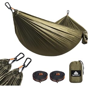 Ultra-Light Travel Camping Hammock | 300kg Load Capacity,(275 x 140 cm) Breathable,Quick-Drying Parachute Nylon | 2 x Premium Carabiners,2 x Nylon Slings Included | Outdoor Indoor Garden