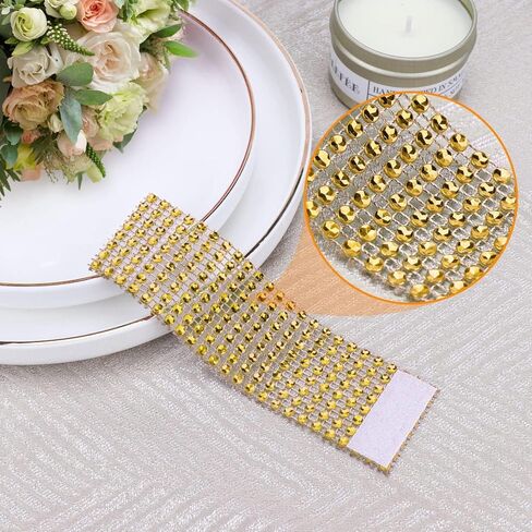 Wotoban Bling Napkin Rings مجموعة من 150، حجر الراين حلقات المناديل الذهبية الماس الزينة حامل المناديل السائبة لحفل الزفاف، العشاء، الحفلات، ديكورات الطاولة، ذهبي in Kuwait