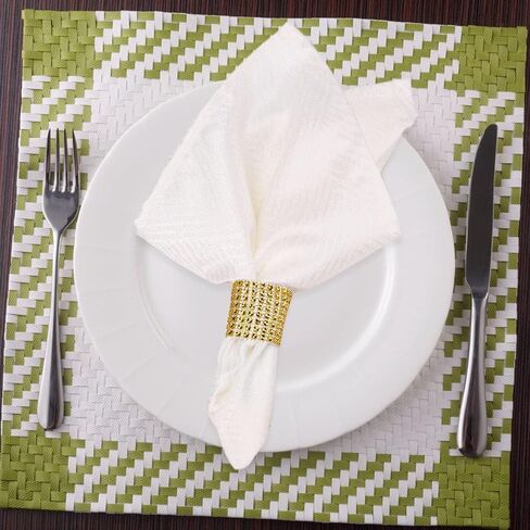 Wotoban Bling Napkin Rings مجموعة من 150، حجر الراين حلقات المناديل الذهبية الماس الزينة حامل المناديل السائبة لحفل الزفاف، العشاء، الحفلات، ديكورات الطاولة، ذهبي in Kuwait
