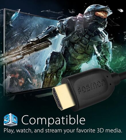 كابل Fosmon HDMI 2.1 8K@60 هرتز 6.5 قدم، تصنيف CL3 داخلي معتمد ممتاز، سرعة فائقة 48 جيجابت في الثانية، 4K@120 هرتز، HDR ديناميكي، HDCP 2.3، ثلاثي الأبعاد، eARC، 30AWG قطن مضفر متوافق مع شاشة تلفزيون UHD والمزيد in Kuwait