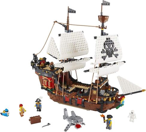 LEGO Creator 3in1 Pirate Ship 31109 Building Set - Toy Ship with Inn, Skull Island, Featuring 4 Minifigures, Shark Figure, Gift for Kids, Boys, and Girls Ages 9+ Years Old in Saudi Arabia