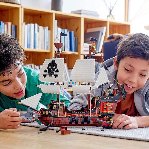 LEGO Creator 3in1 Pirate Ship 31109 Building Set - Toy Ship with Inn, Skull Island, Featuring 4 Minifigures, Shark Figure, Gift for Kids, Boys, and Girls Ages 9+ Years Old in Saudi Arabia