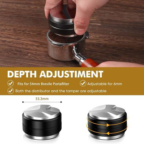 51mm Coffee Distributor & Tamper,Dual Head Coffee Leveler Fits for 51mm Breville Portafilter, Adjustable Depth 6MM Espresso Hand Tampers in Saudi Arabia