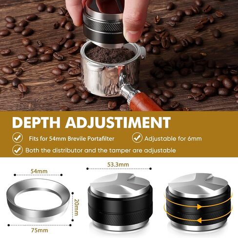 51mm Coffee Distributor & Tamper,Dual Head Coffee Leveler Fits for 51mm Breville Portafilter, Adjustable Depth 6MM Espresso Hand Tampers in Saudi Arabia