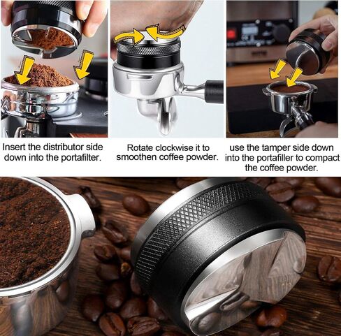 51mm Coffee Distributor & Tamper,Dual Head Coffee Leveler Fits for 51mm Breville Portafilter, Adjustable Depth 6MM Espresso Hand Tampers in Saudi Arabia