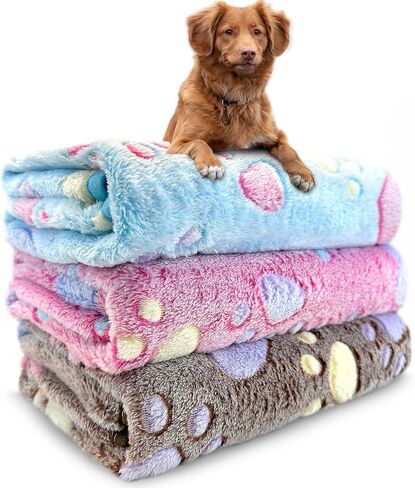 Dog Blankets for Medium Large Dogs, Cute Paw Pattern Washable 41" x 31" in Kuwait