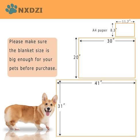 Dog Blankets for Medium Large Dogs, Cute Paw Pattern Washable 41" x 31" in Kuwait