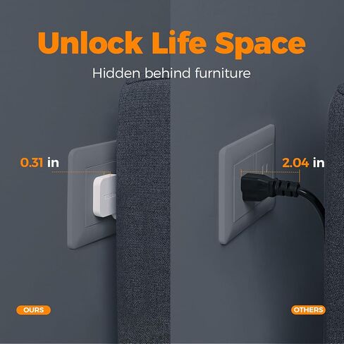 قطاع الطاقة الواقي من زيادة التيار، سلك تمديد مسطح TESSAN مع 8 منافذ و3 منافذ USB (1 USB C)، حماية 1080 جول، محطة شحن قابلة للتركيب على الحائط للمنزل والمكتب والمدرسة وأساسيات غرفة النوم in Kuwait