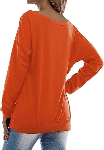 Decogiver Valentine's Day Women's Baggy Loose Fashion Graphic Long Sleeve Off Shoulder Sweatshirts in Kuwait