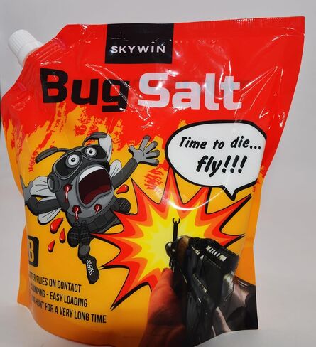 ملح سكايوين لرماة الطيران الذين يطلقون الملح، 2 رطل. Salt for Fly Shooter - عبوتان من ملح الحبوب الكبيرة لتعزيز تأثير الذباب مع صنبور سهل الصب، من أجل Salt Shooter Fly in Kuwait