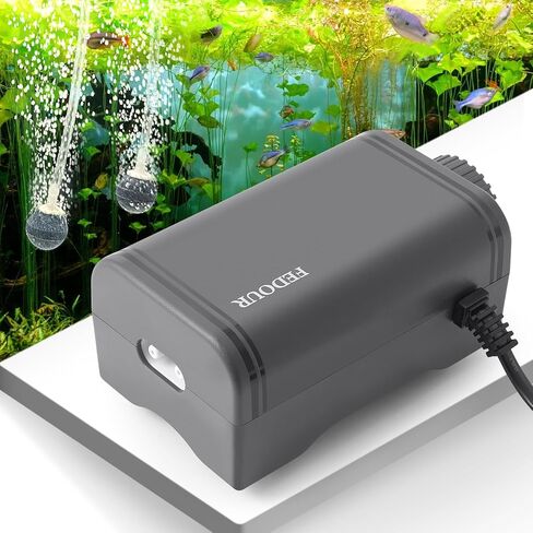 FEDOUR 80GPH Aquarium Air Pump, Ultra Quiet Oxygen Pump, Powerful Whisper Aerator for up to 100Gallon Fish and Turtle Tank, Fish Air Bubbler with Air Tube Air Stone Check Valve in Kuwait