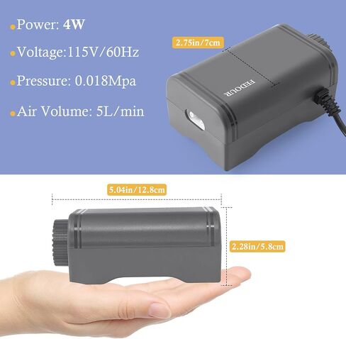 FEDOUR 80GPH Aquarium Air Pump, Ultra Quiet Oxygen Pump, Powerful Whisper Aerator for up to 100Gallon Fish and Turtle Tank, Fish Air Bubbler with Air Tube Air Stone Check Valve in Kuwait